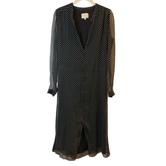 Sézane Clemence Black and White Polka Dot Midi Dress Size 36 US 4 Bust 36in - Picture 4 of 10